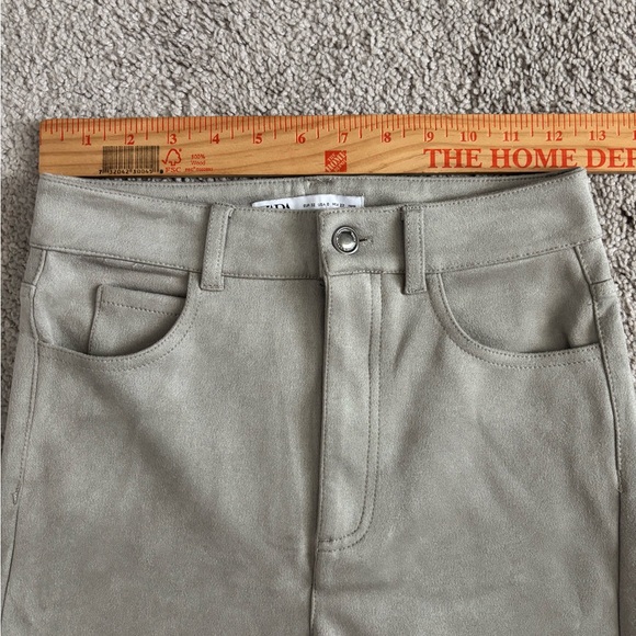 Zara faux suede slim flare straight leg pants size‎ 0 - Picture 6 of 8